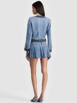 Alice and Olivia LANDON CROPPED DENIM JACKET