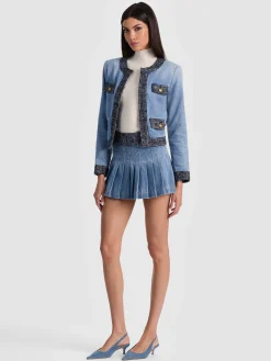 Alice and Olivia LANDON CROPPED DENIM JACKET