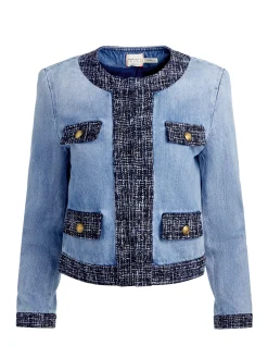 Alice and Olivia LANDON CROPPED DENIM JACKET