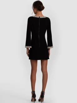 Alice and Olivia MAILYNN EMBELLISHED TRIM MINI DRESS