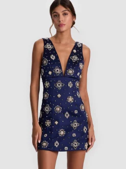 Alice and Olivia MANDY EMBELLISHED MINI DRESS