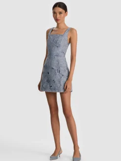 Alice and Olivia MARYANN LASER-CUT DENIM DRESS