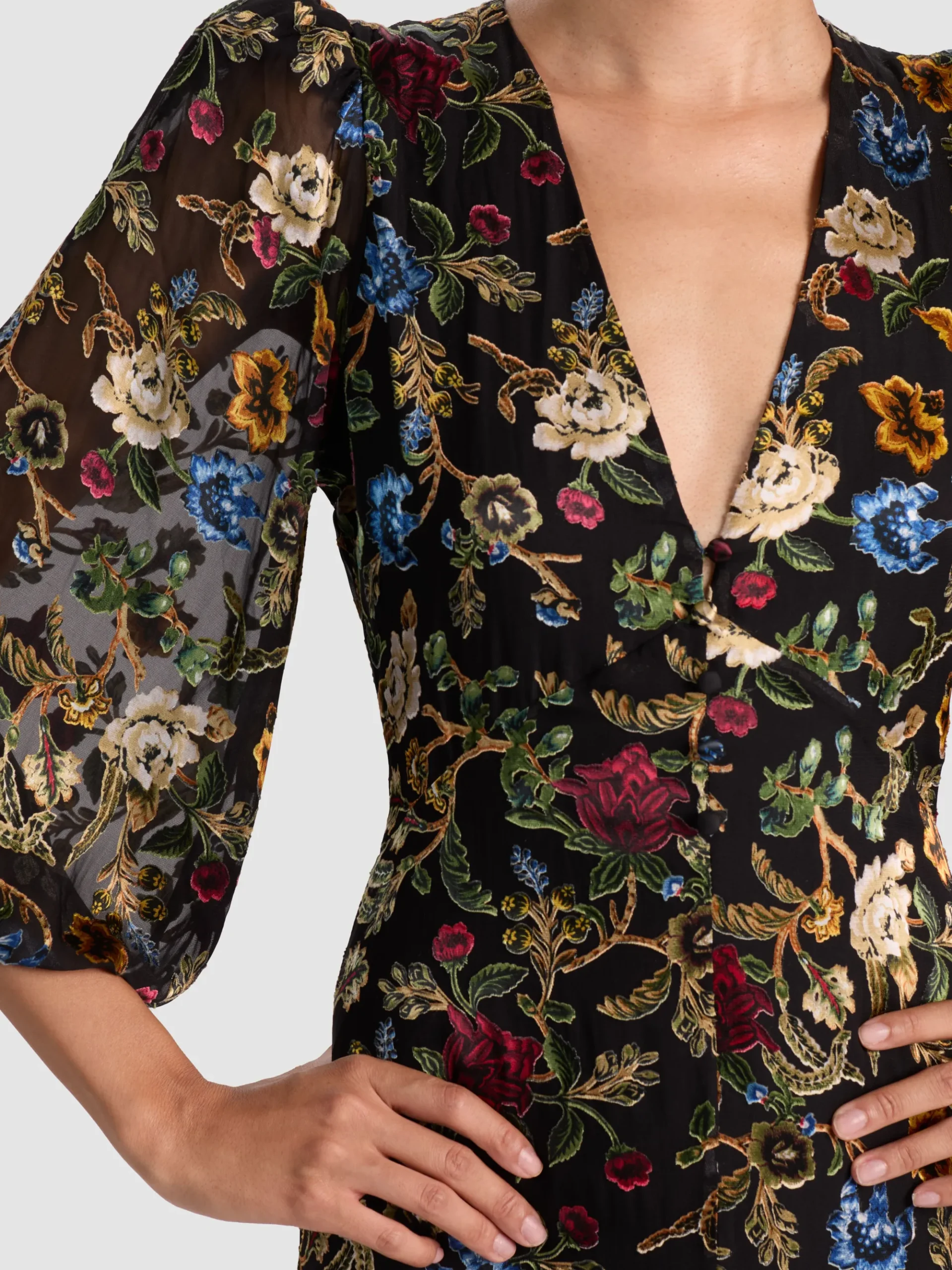 Alice and Olivia MONA MIDI DRESS