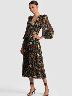 Alice and Olivia MONA MIDI DRESS