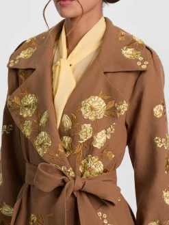 Alice and Olivia NEVADA EMBROIDERED TRENCH COAT