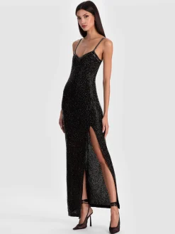 Alice and Olivia NINA EMBELLISHED MAXI DRESS