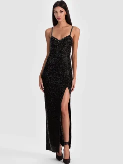 Alice and Olivia NINA EMBELLISHED MAXI DRESS