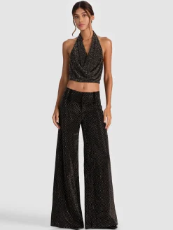 Alice and Olivia OLIVIA EMBELLISHED WIDE LEG PANT