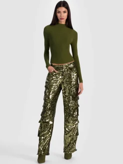 Alice and Olivia OLYMPIA SEQUIN CARGO PANT