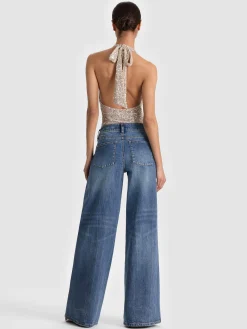 Alice and Olivia PIPPA SEQUIN BODYSUIT