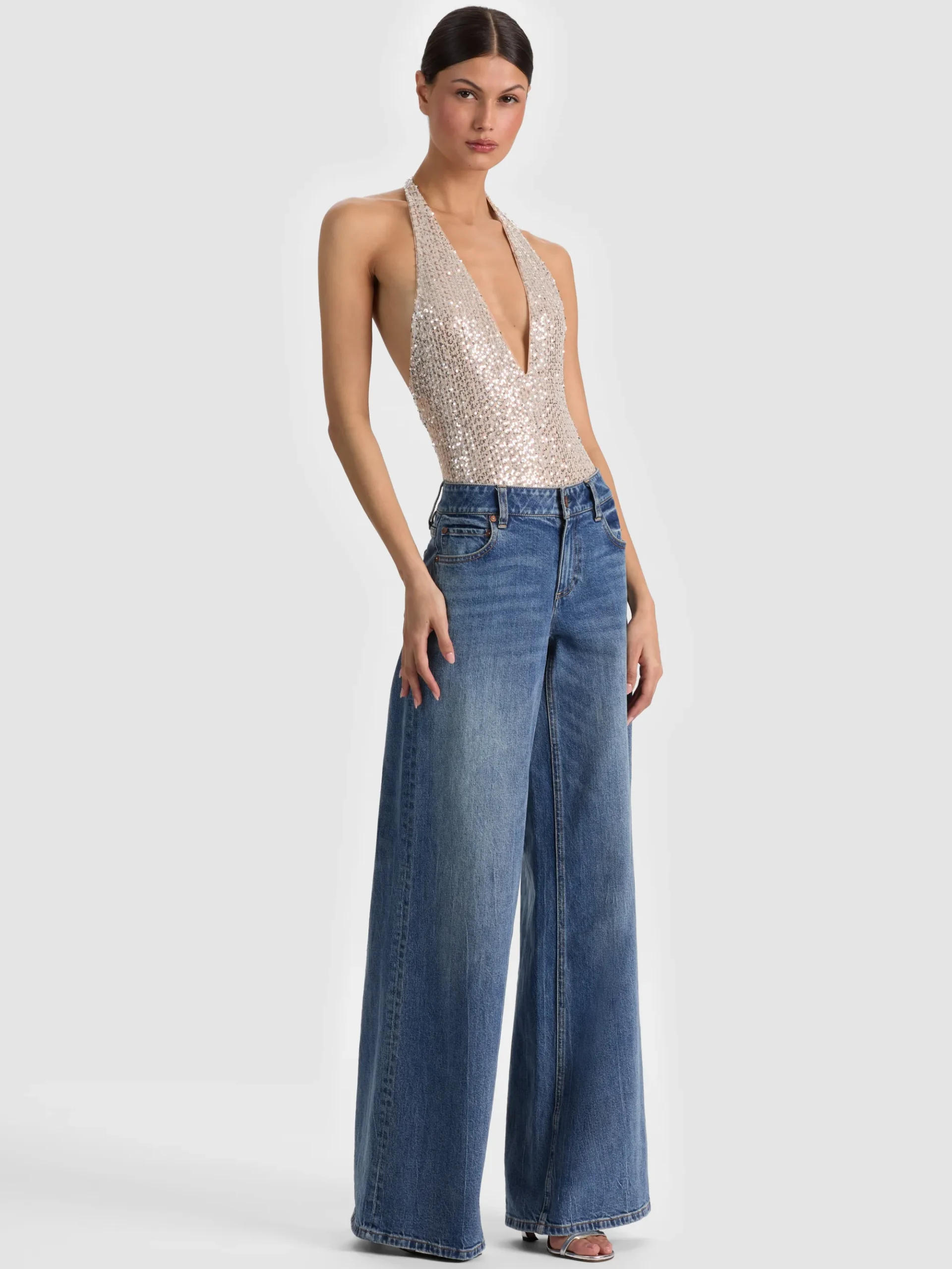 Alice and Olivia PIPPA SEQUIN BODYSUIT