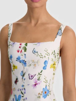 Alice and Olivia POLLY FLARED MIDI DRESS