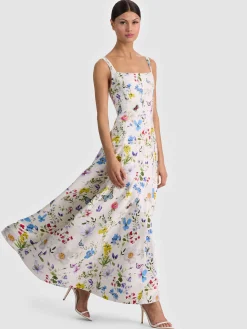 Alice and Olivia POLLY FLARED MIDI DRESS