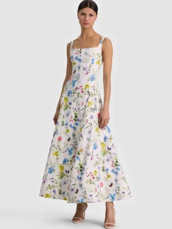 Alice and Olivia POLLY FLARED MIDI DRESS