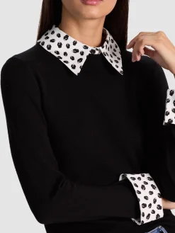 Alice and Olivia PORLA STACEFACE COLLARED SWEATER