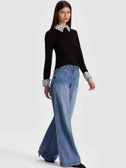 Alice and Olivia PORLA STACEFACE COLLARED SWEATER