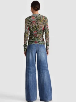 Alice and Olivia PORTIA MESH BUTTON DOWN