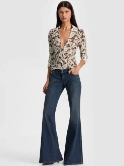 Alice and Olivia PORTIA MESH BUTTON DOWN