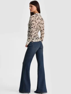 Alice and Olivia PORTIA MESH BUTTON DOWN