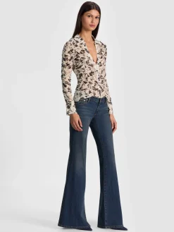 Alice and Olivia PORTIA MESH BUTTON DOWN