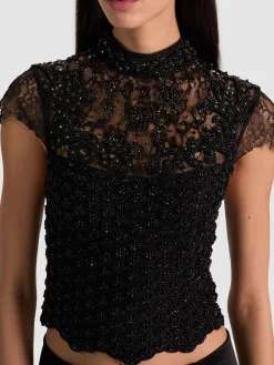 Alice and Olivia PRIA EMBELLISHED TOP
