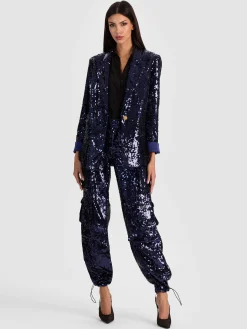 Alice and Olivia QUINCY SEQUIN BLAZER