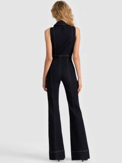 Alice and Olivia RACHEL SLEEVELESS DENIM JUMPSUIT