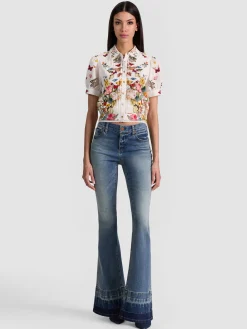 Alice and Olivia ROSIE CROPPED BUTTON DOWN