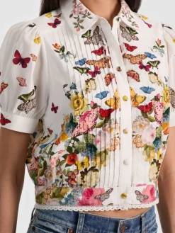 Alice and Olivia ROSIE CROPPED BUTTON DOWN