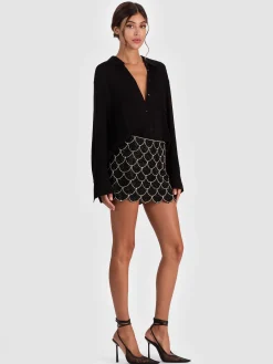 Alice and Olivia RUBI EMBELLISHED MINI SKIRT