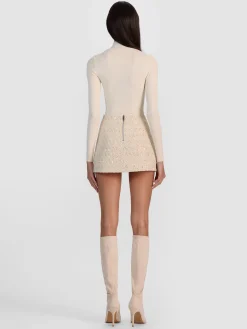 Alice and Olivia RUBI EMBELLISHED TWEED MINI SKIRT