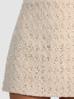 Alice and Olivia RUBI EMBELLISHED TWEED MINI SKIRT