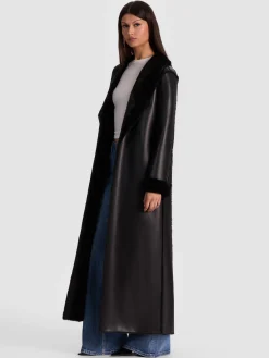 Alice and Olivia SHELBY FAUX SHEARLING MAXI COAT