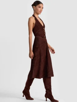 Alice and Olivia SOSIE SUEDE MIDI SKIRT