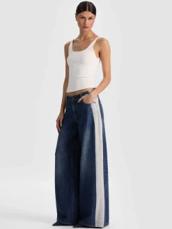 Alice and Olivia STU SIDE STRIPE JEAN