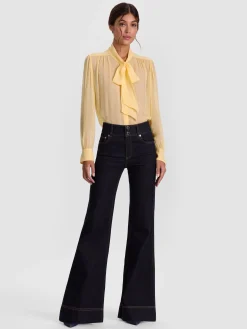 Alice and Olivia THAYER TIE NECK BLOUSE
