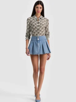 Alice and Olivia WILLA STACEFACE SILK BLOUSE