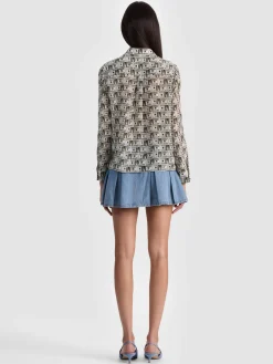 Alice and Olivia WILLA STACEFACE SILK BLOUSE