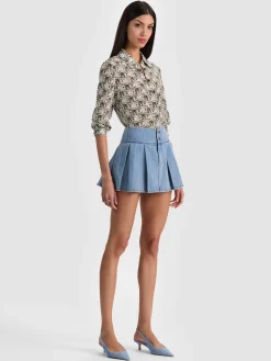 Alice and Olivia WILLA STACEFACE SILK BLOUSE