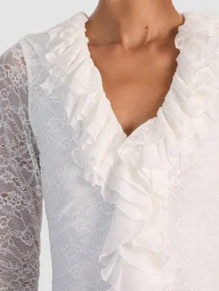 Alice and Olivia YARA RUFFLE TOP